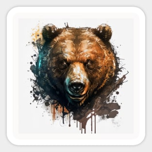 Grizzly Bear Portrait Animal Painting Wildlife Outdoors Adventure Sticker